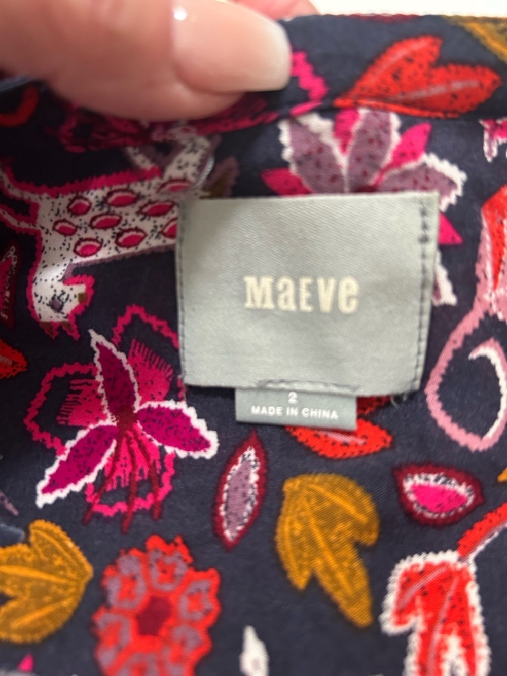 Maeve Navy Pink Orange Printed Top - Picture 7 of 10